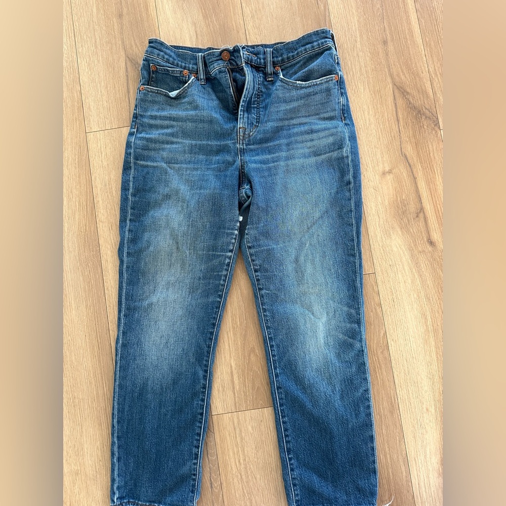 Damaged Madewell The Perfect Vintage Straight Crop Jeans Medium Wash